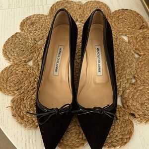 Manolo Blahnik Kitten Heel Suede Pumps